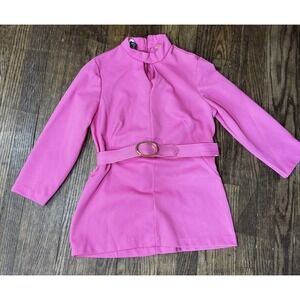 FlutterBye Vintage 60s Pink Shirt With‎ Belt - Size Small